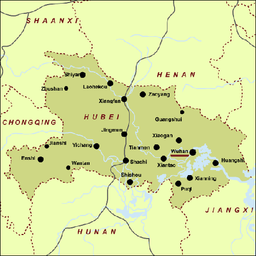 hubei province carte du wuhan